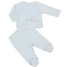 N14633: Baby Boys 2 Piece Embossed Velour Outfit (0-9 Months)